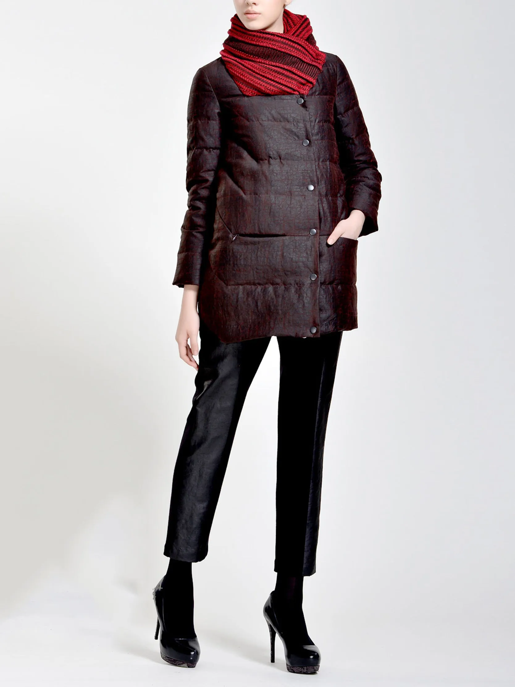 Contrast-panel  Gambiered Guangdong Silk -Wool Trouser