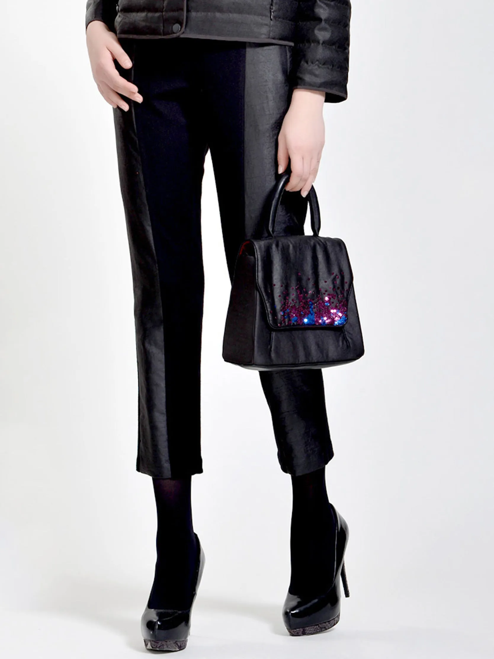 Contrast-panel  Gambiered Guangdong Silk -Wool Trouser