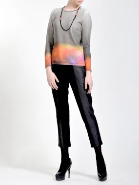 Contrast-panel  Gambiered Guangdong Silk -Wool Trouser
