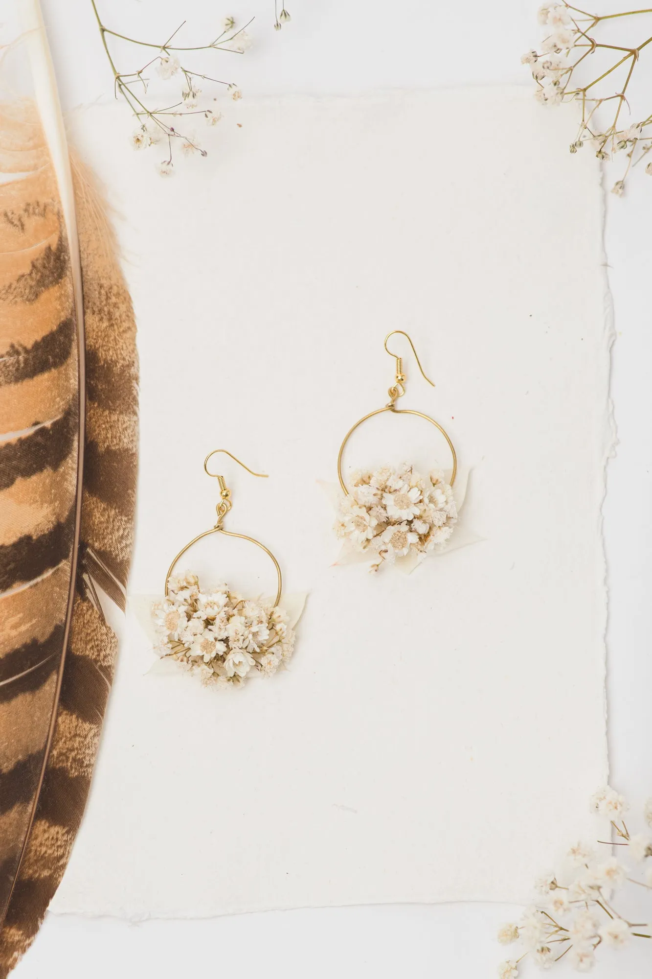 Cream dried flower earrings