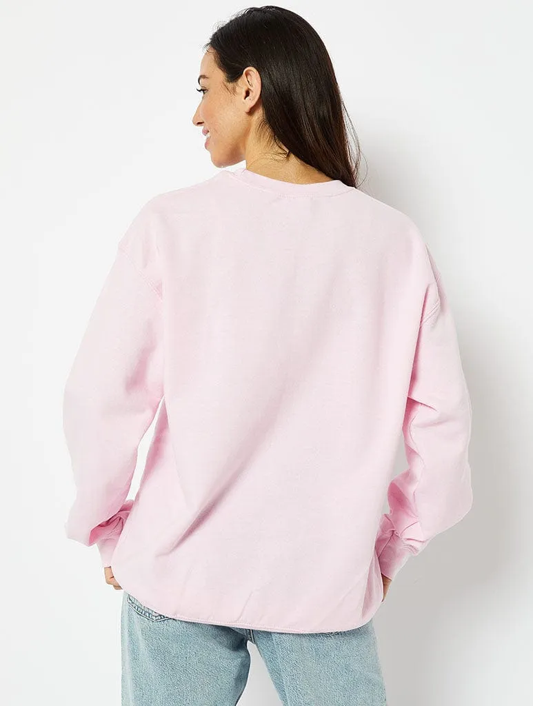 Disney Jaq & Gus Varsity Sweatshirt in Pink