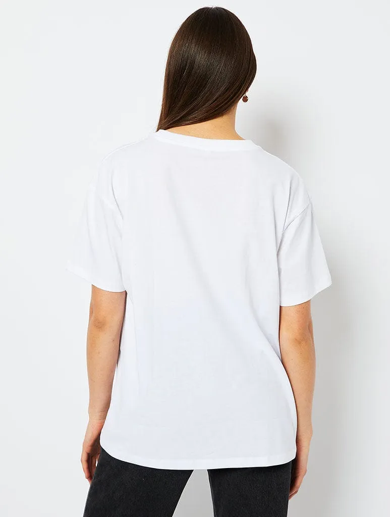Disney Jaq & Gus Varsity T-Shirt in White