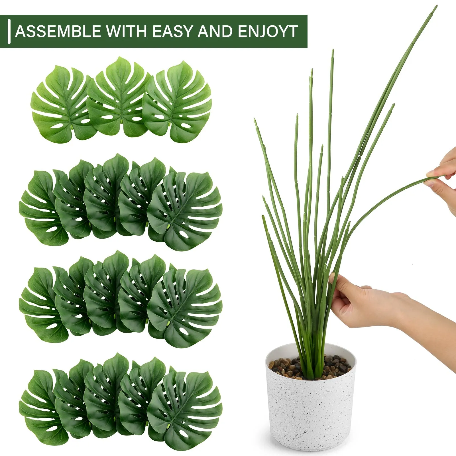 EDIMENS 2PCS Artificial Monstera Plants, 28'' Fake Plants Tropical Palm Tree with Plastic Plant Pot, Desk Faux Plants Indoor for Home Decor, 18 Leaves - Walmart.com