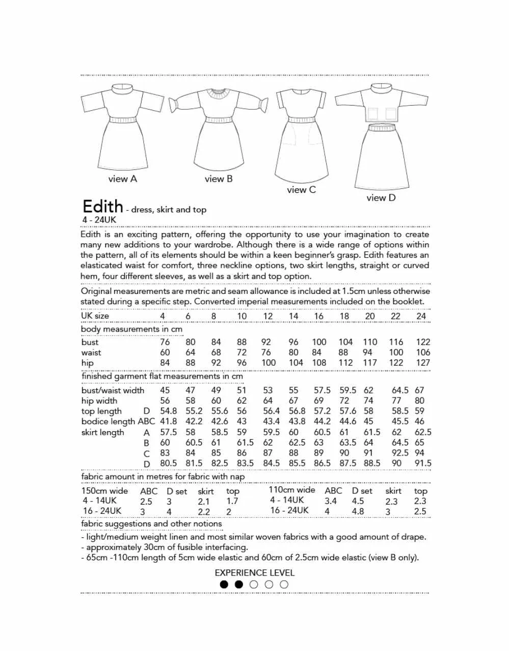 Edith Dress, Skirt and Top Sewing Pattern, Dhurata Davies