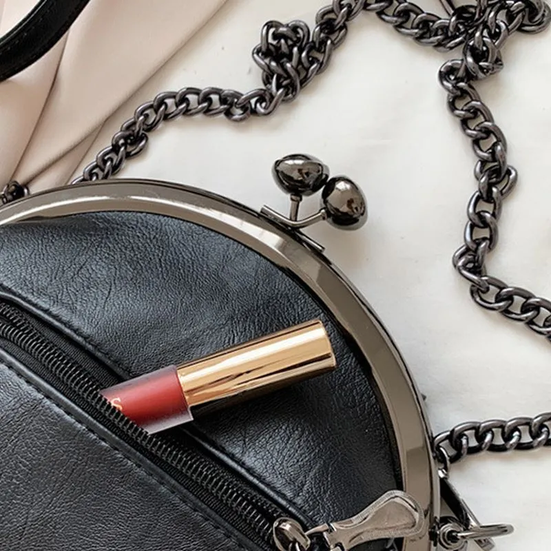 Escape Imitation Leather Clip Frame Bag| Black