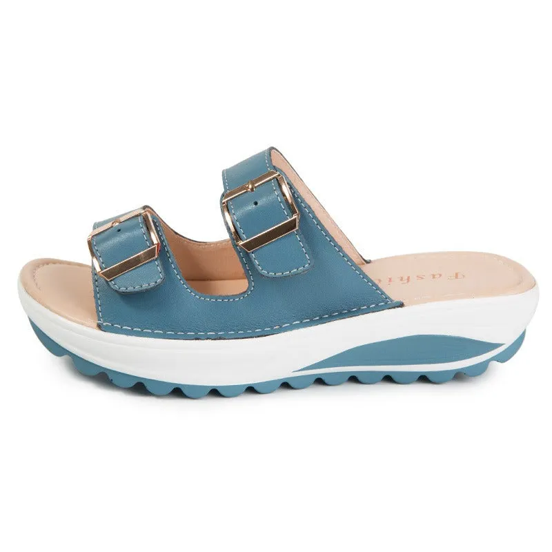 GroovyWish Platform Sandals Colorful Beach Waterproof Women Summer Slides