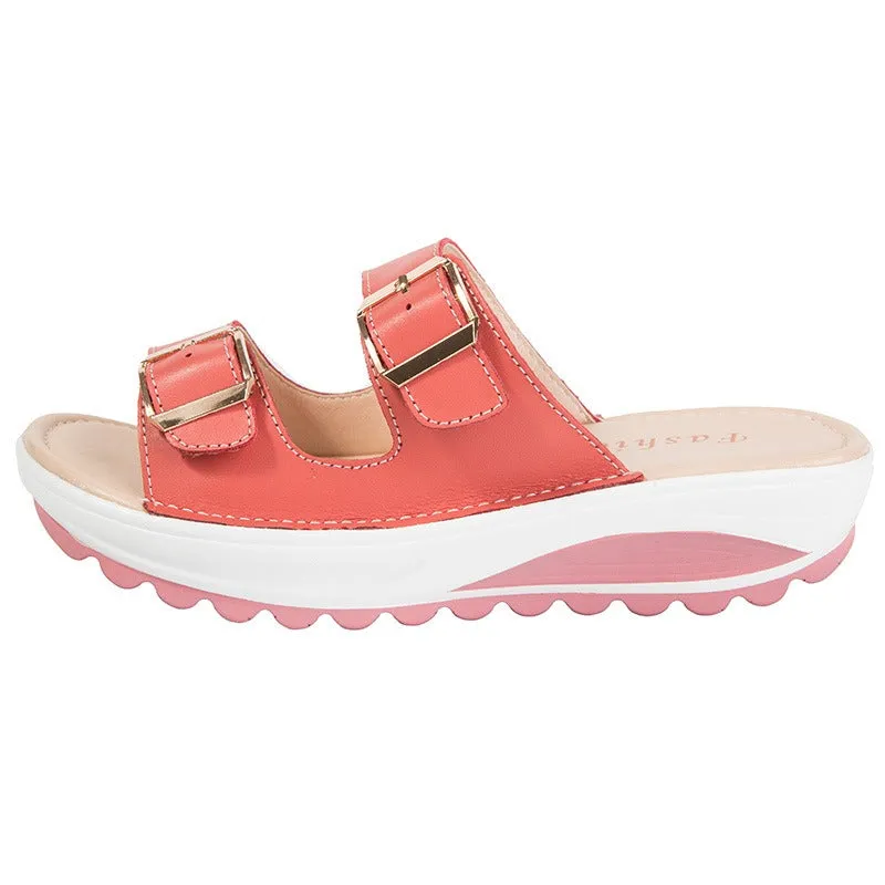 GroovyWish Platform Sandals Colorful Beach Waterproof Women Summer Slides
