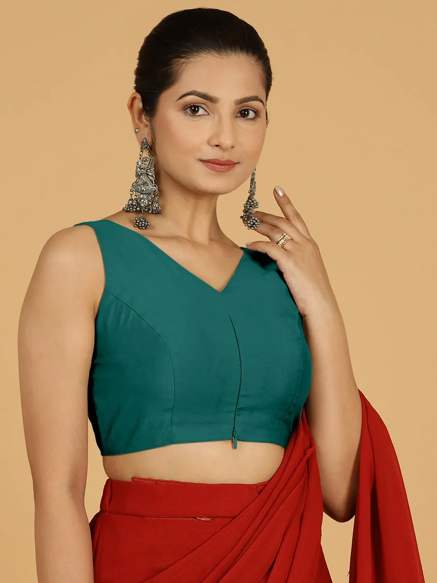 Hema x Rozaana |  Saree Blouse in Peacock Green