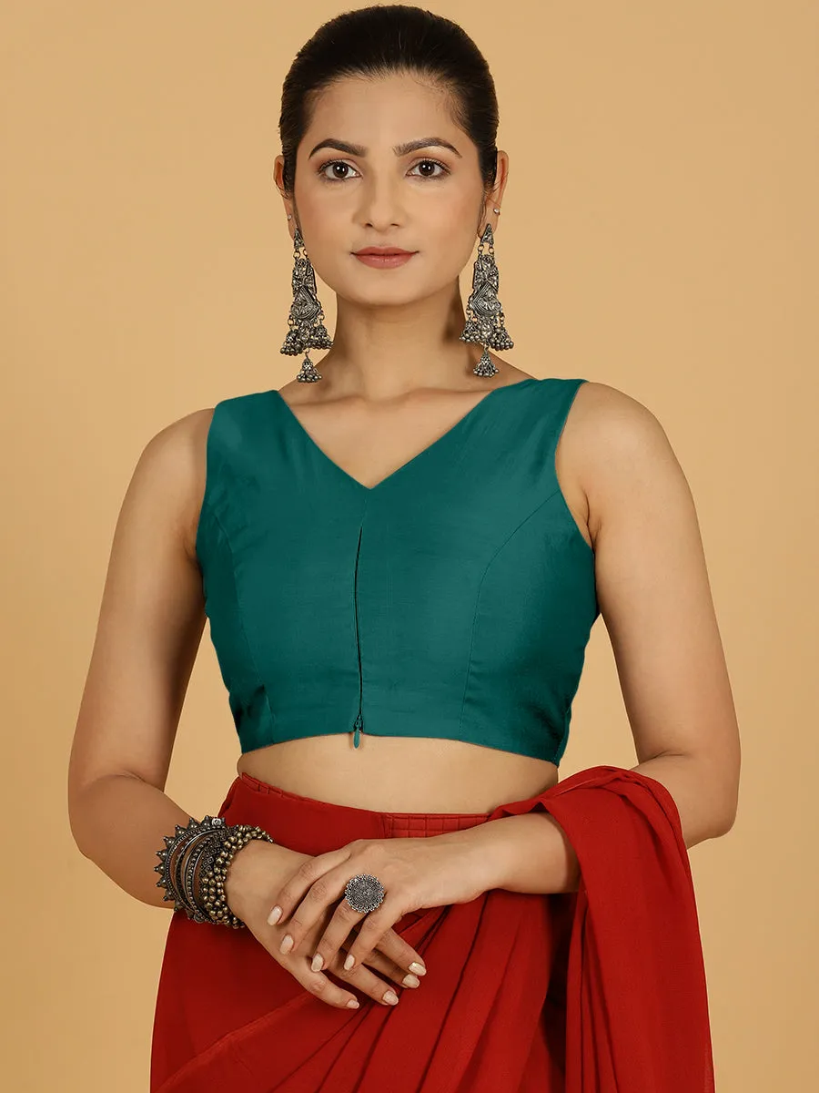 Hema x Rozaana |  Saree Blouse in Peacock Green