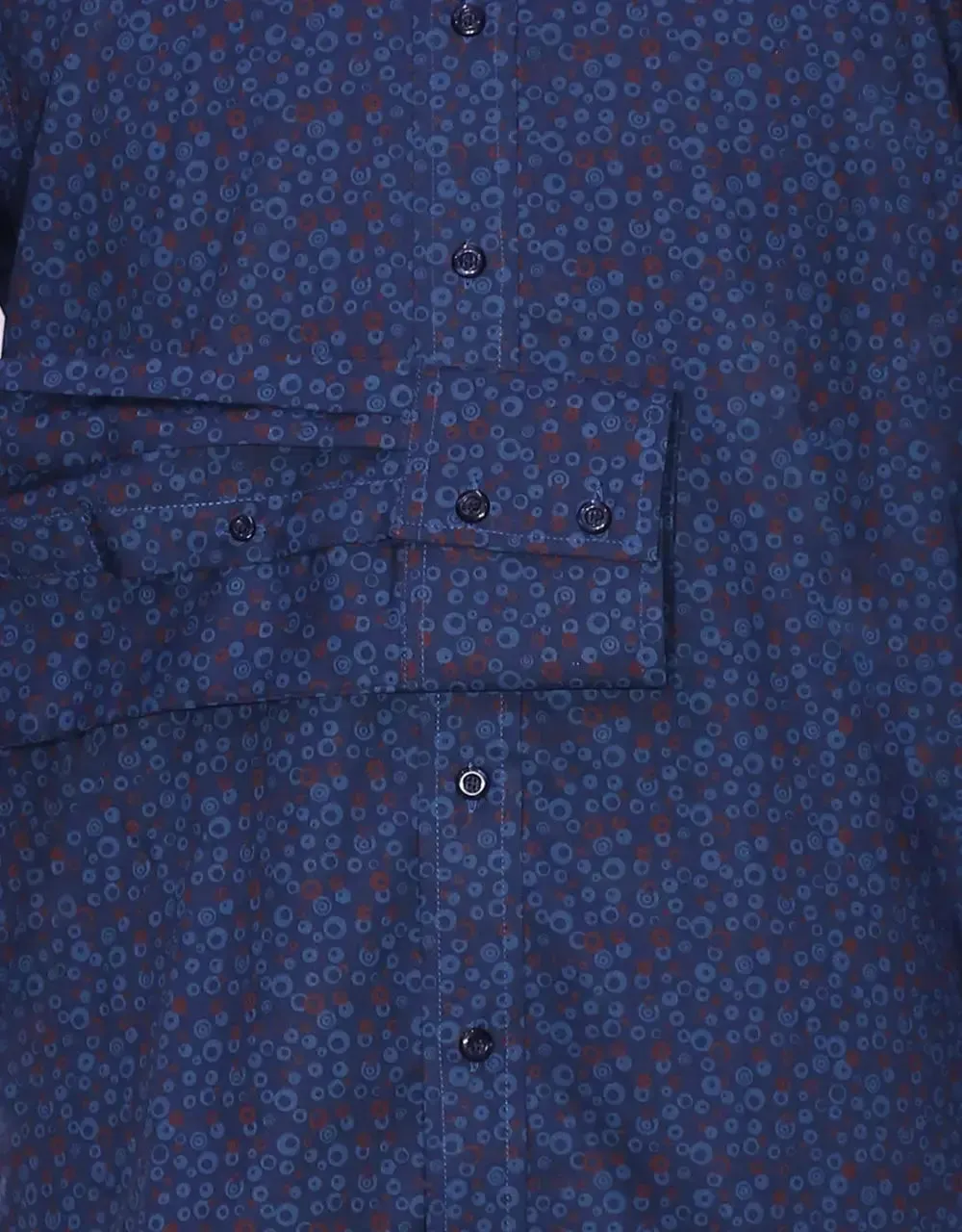 High Penny Round Collar Shirt - Navy Blue Circle Shirt