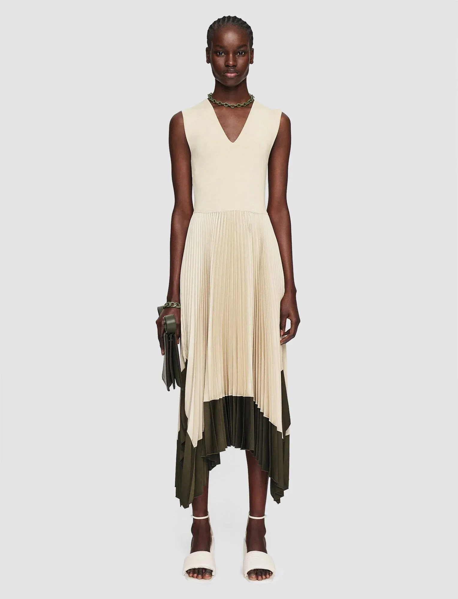 JOSEPH DURA DURA PLISSÉ KNIT WEAVE DRESS