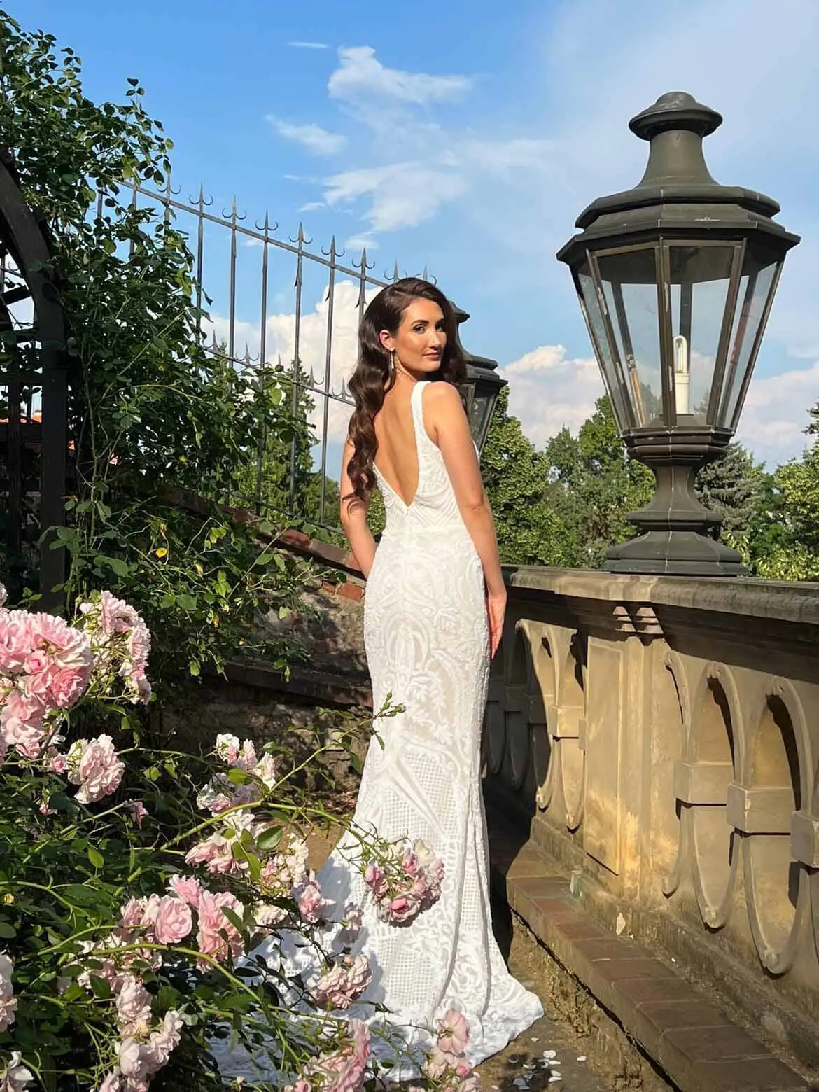 Kalani Pattern Sequin Gown - White/White