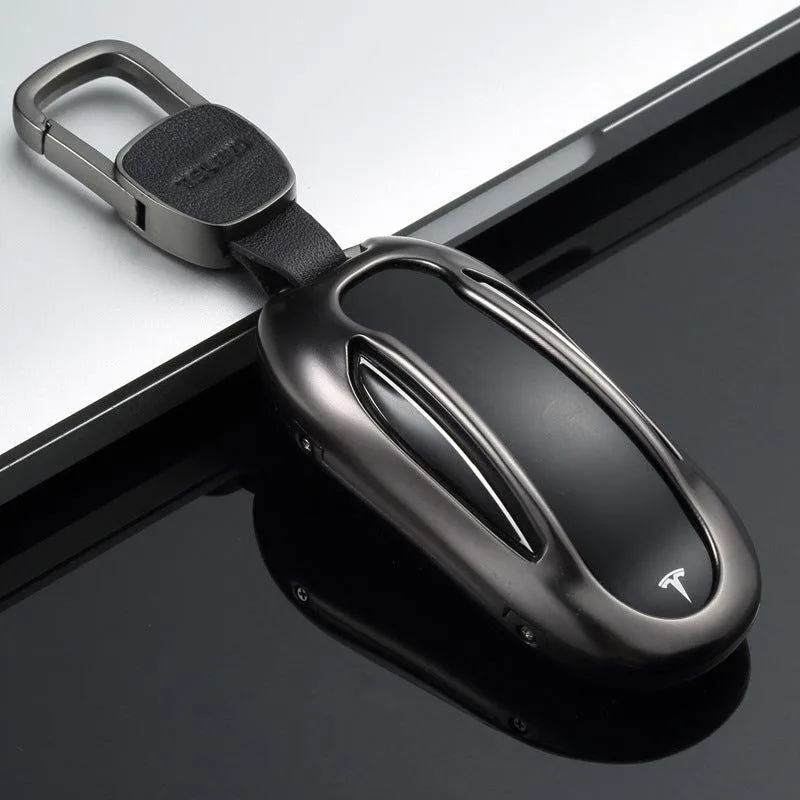 Key Fob Case for Teala Model X,  Aluminum Alloy and Leather