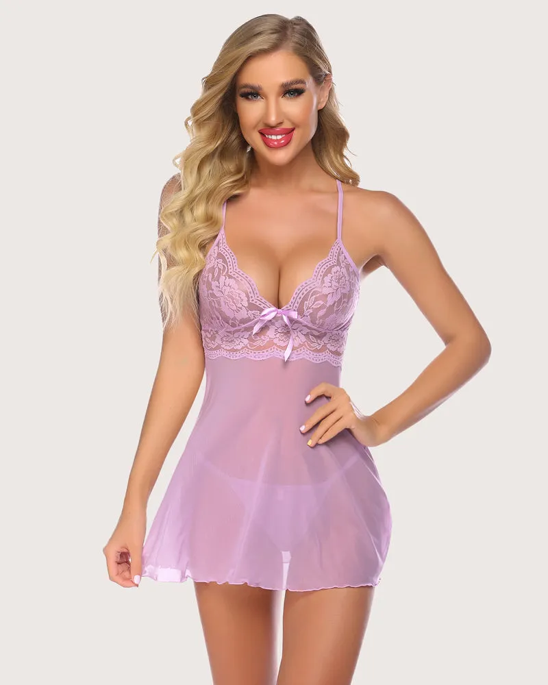 Lace Leopard Print Babydoll