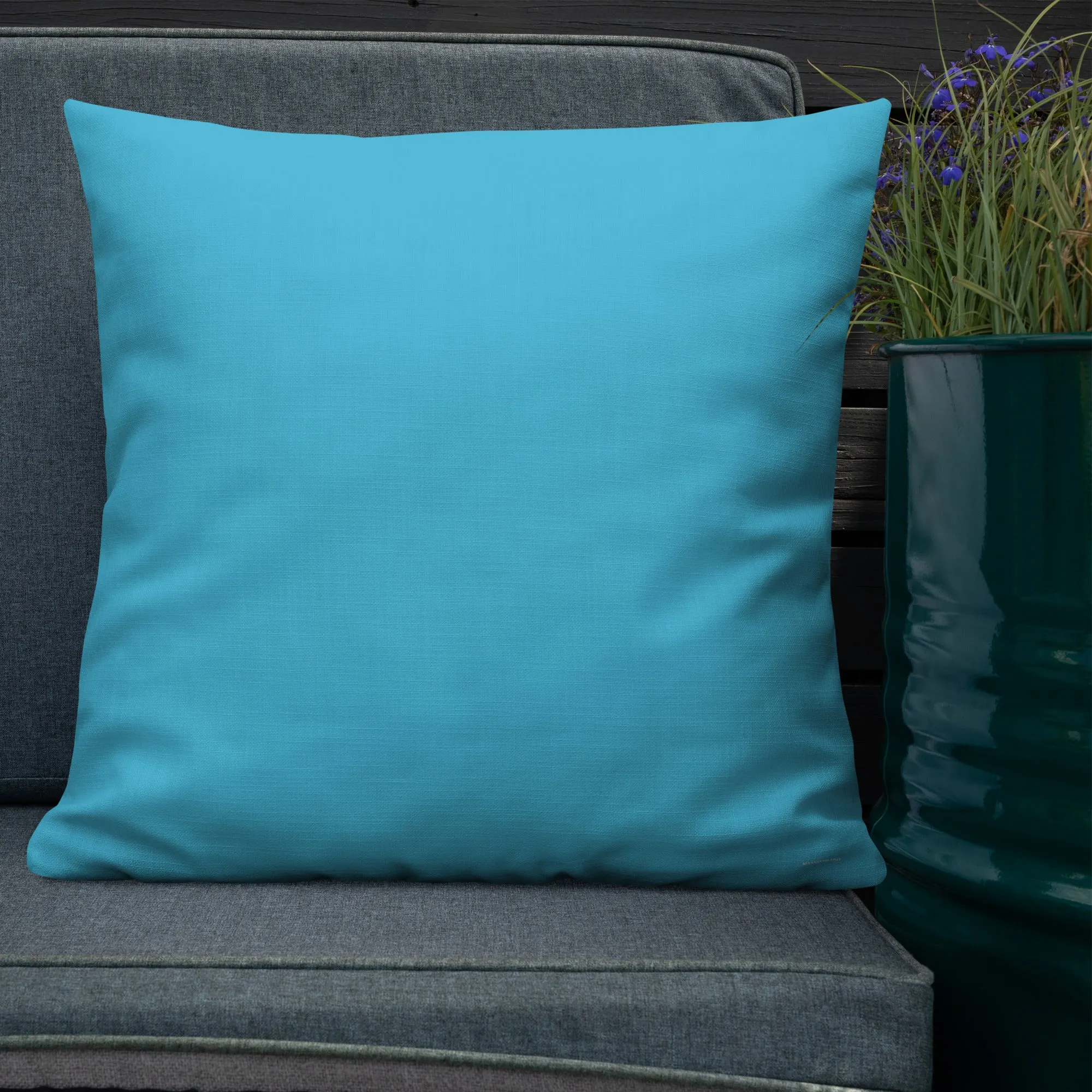 Large Blue Spiral on Black Premium Pillow 3 sizes available