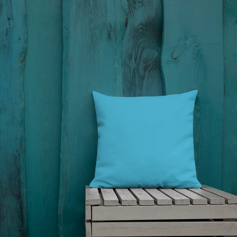 Large Blue Spiral on Black Premium Pillow 3 sizes available