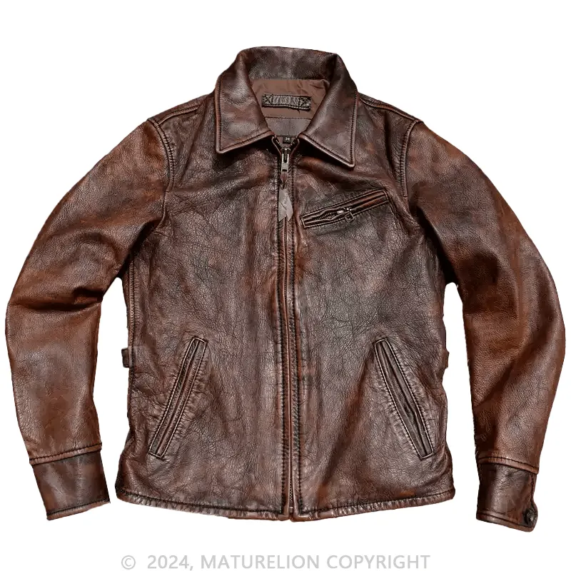 Maturelion Fashion Motorcycle Biker Genuine Leather Jacket