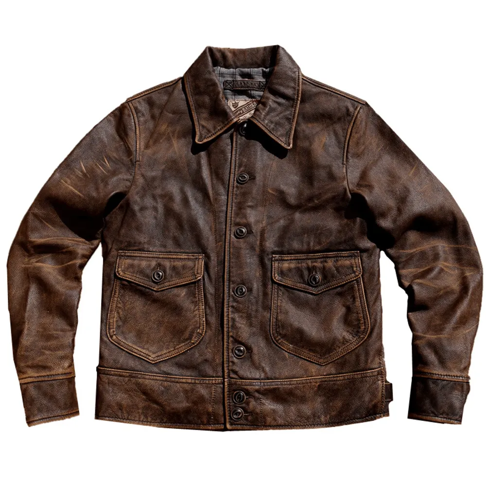 Maturelion Fashion Motorcycle Biker Genuine Men's Leather Jacket