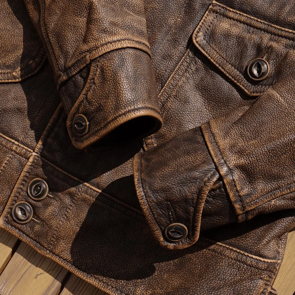 Maturelion Fashion Motorcycle Biker Genuine Men's Leather Jacket