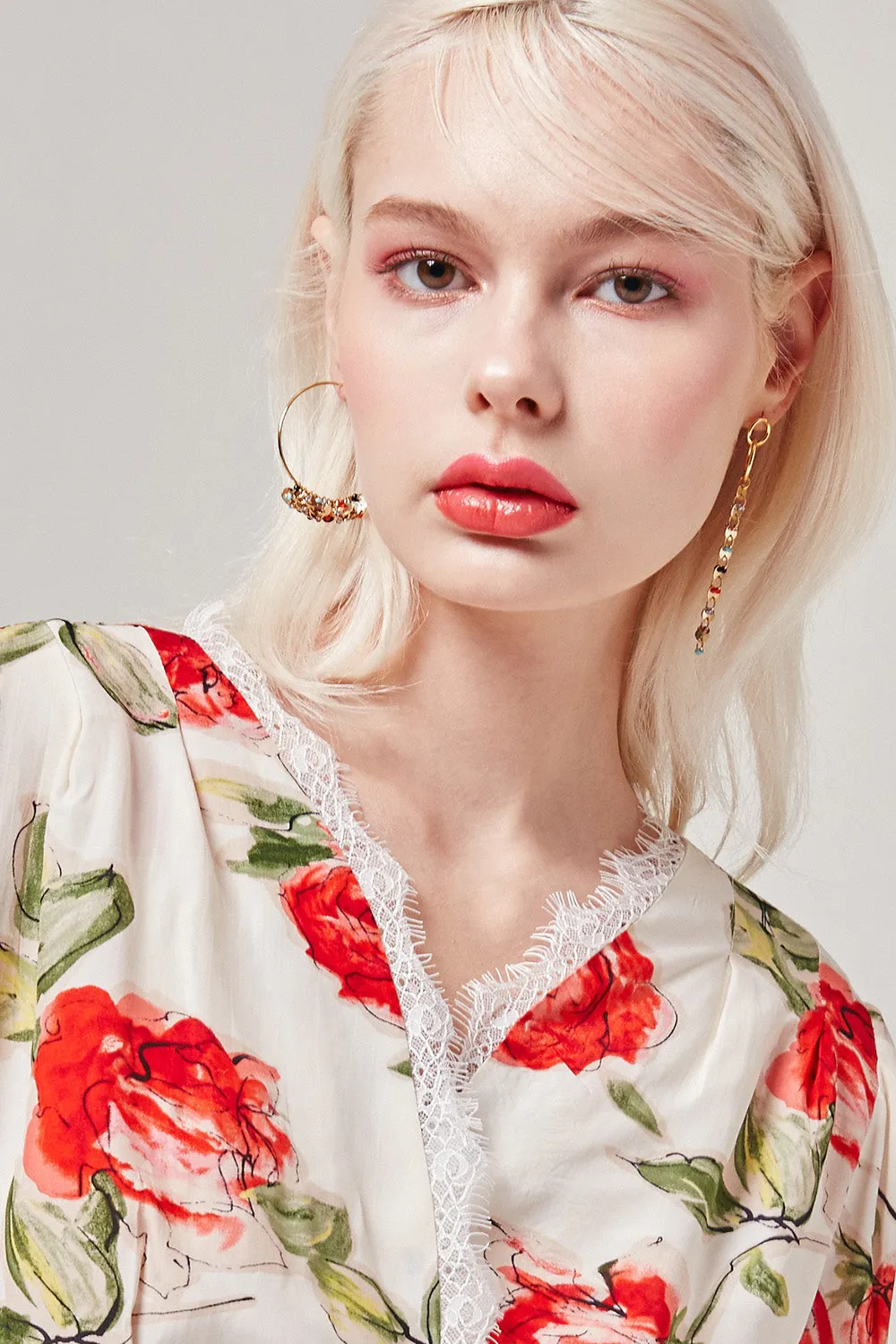 Multi Stone Asymmetric Earrings