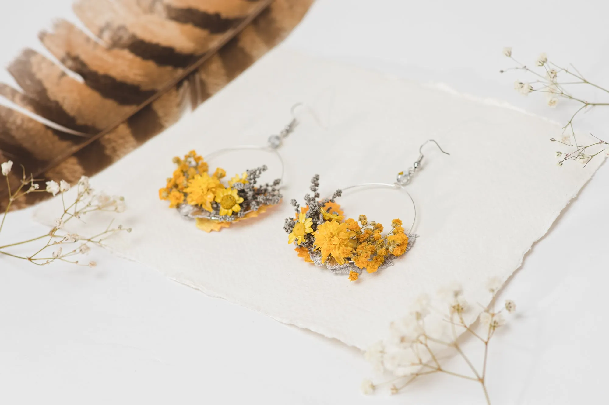 Ochre flower earrings for bride