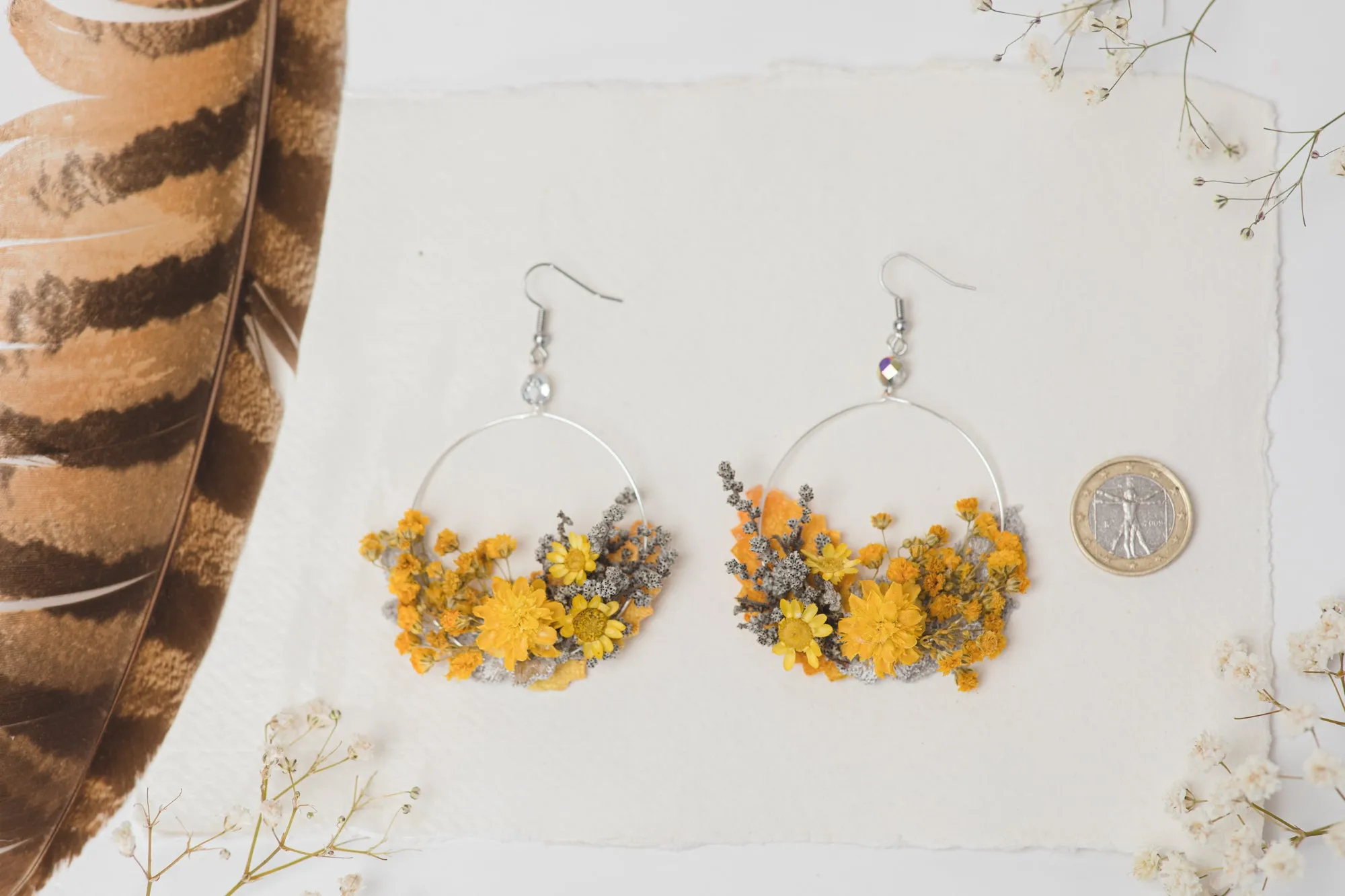 Ochre flower earrings for bride