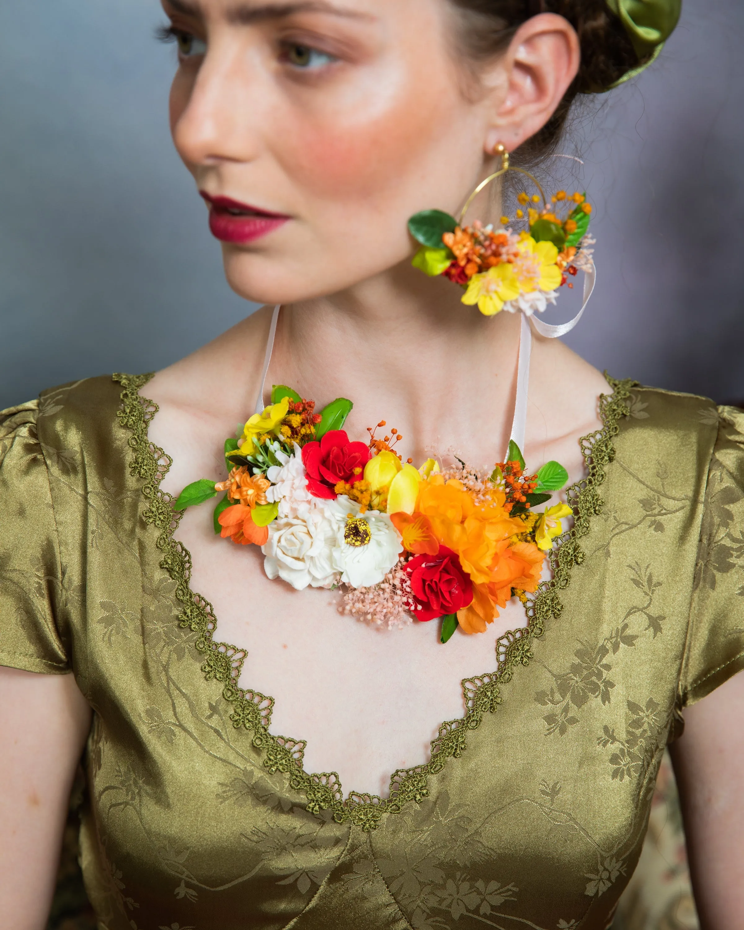 Orange and yellow summer circle earrings