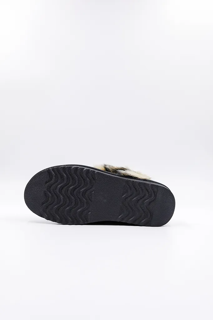 PAWJ Slippers | Black / Wild Leopard