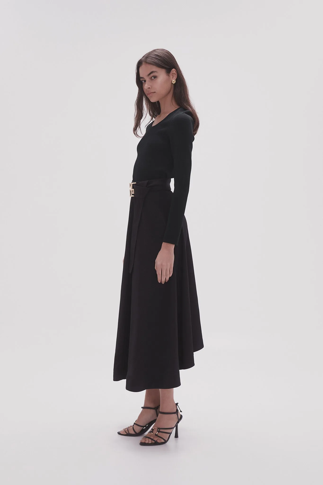 Perspective Belted Midi Skirt