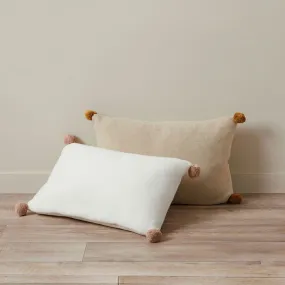 Priya Pompom Knit Cushion - Ivory/Pink