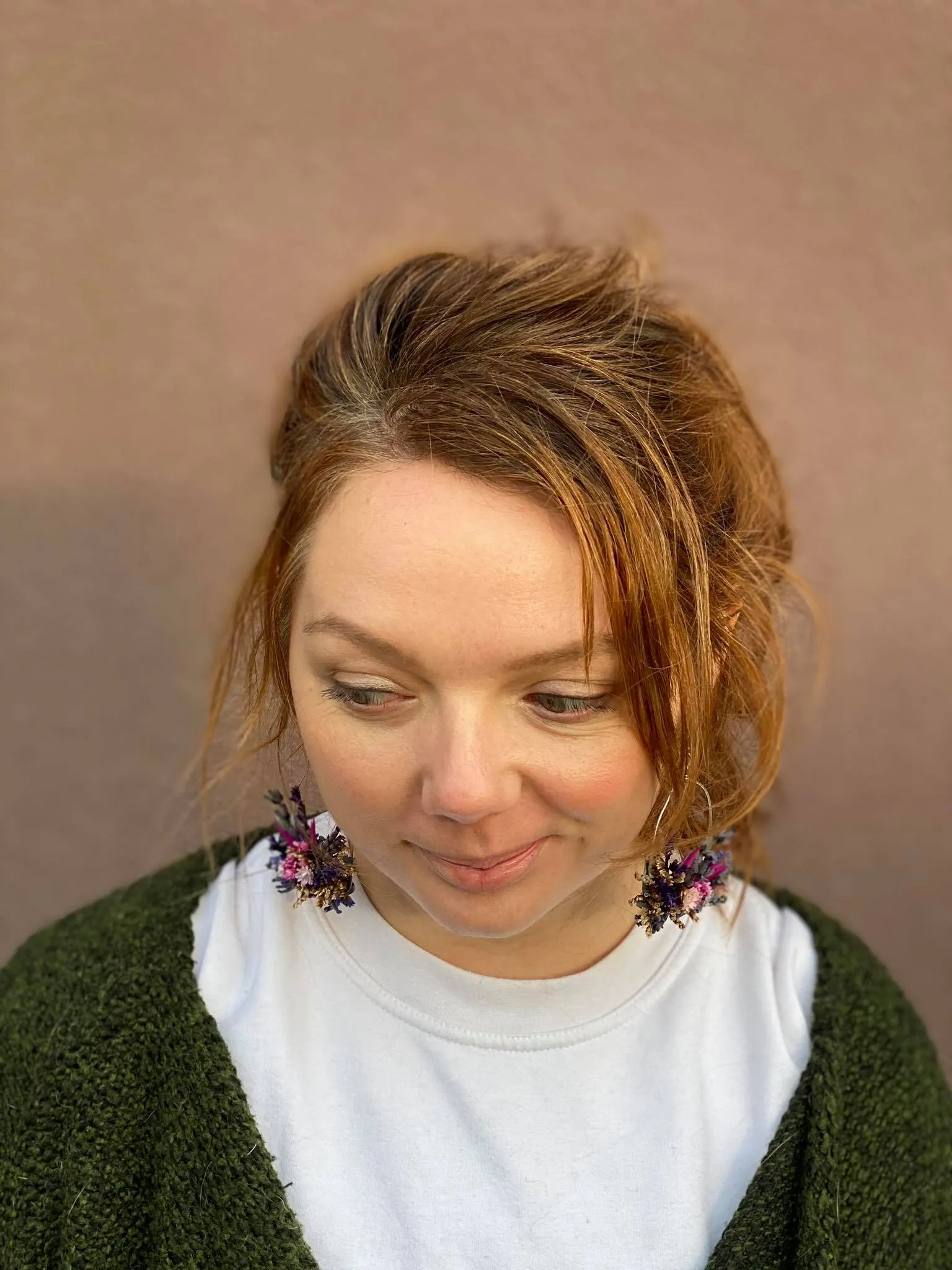Purple circle dangle earrings