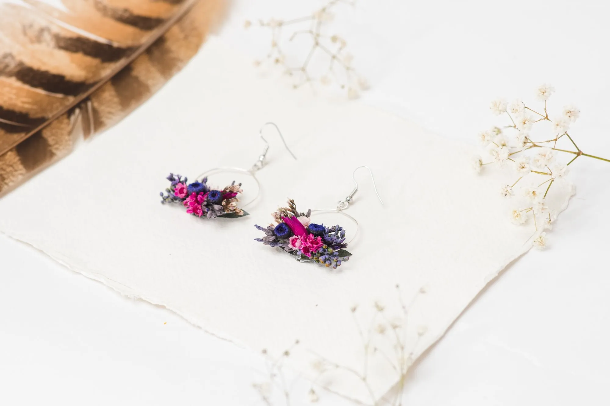 Purple circle dangle earrings