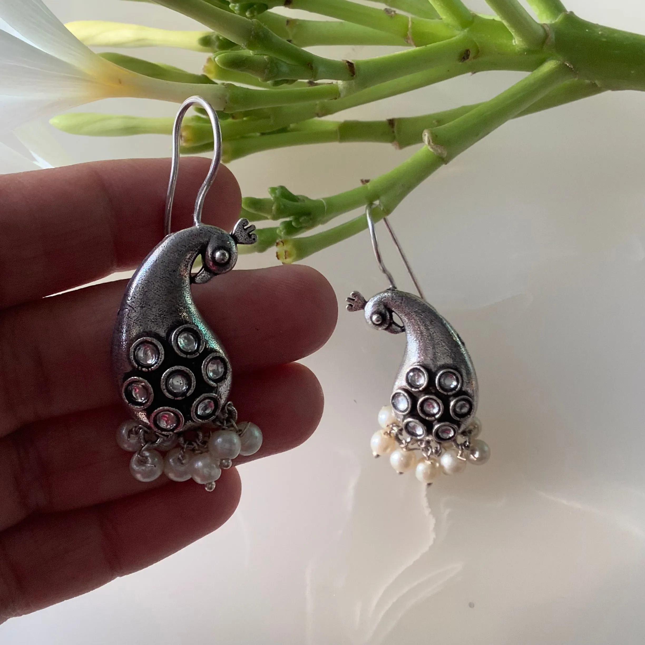 Salvanity German Silver Paisley Perfection Earrings