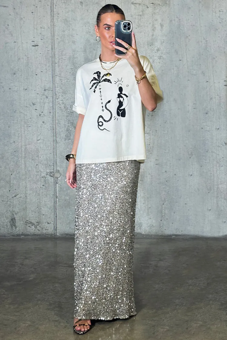 Silver Sequin Dorris Skirt