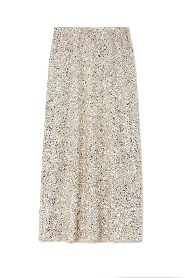 Silver Sequin Dorris Skirt