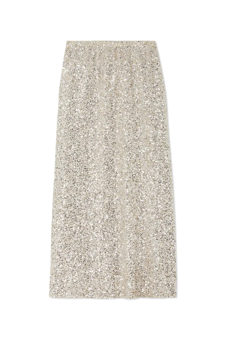 Silver Sequin Dorris Skirt
