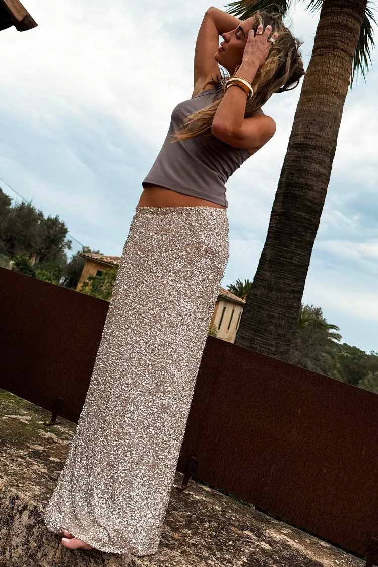 Silver Sequin Dorris Skirt